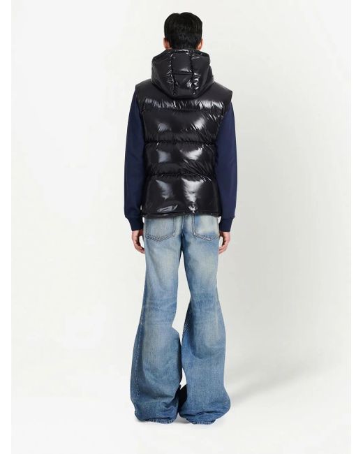 Balmain Black Puffer Hooded Sleeveless Jacket for men