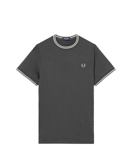 Fred Perry Gray Logo-Embroidered T-Shirt for men