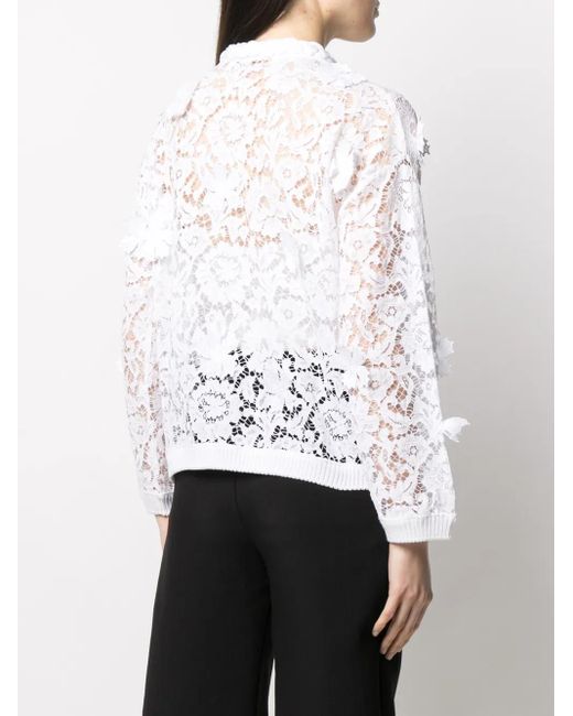 Valentino Garavani White Floral Lace Cardigan