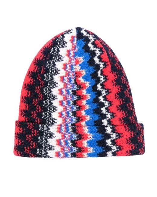 Missoni Red Zigzag-weave Wool Beanie for men