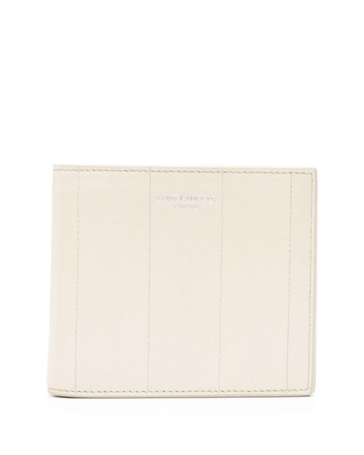 Saint Laurent Natural Textured Bi-fold Leather Wallet for men