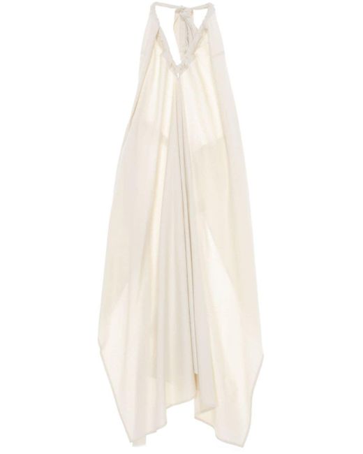 Baserange White Halterneck Silk Dress