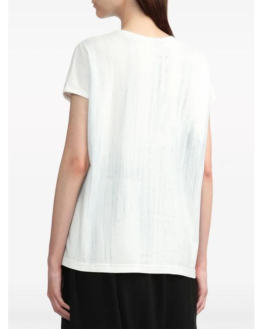 Y's Yohji Yamamoto White Asymmetric-Hem Cotton T-Shirt