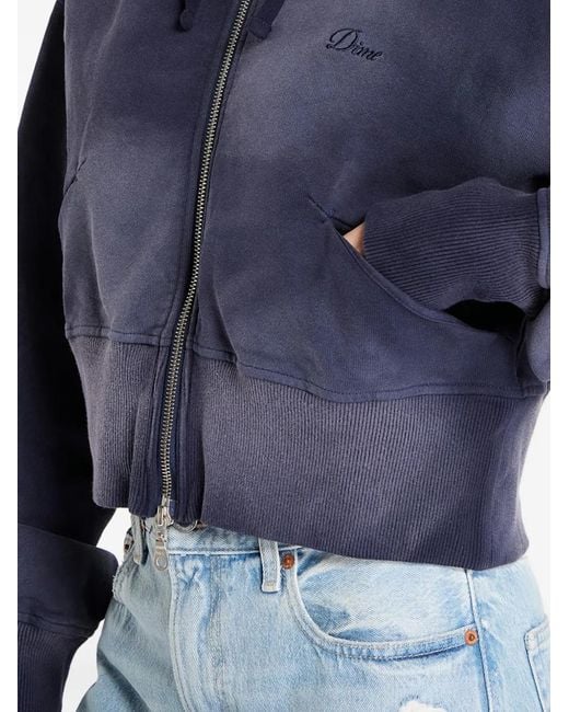 Dime Blue Cropped Zip-Fastening Hoodie