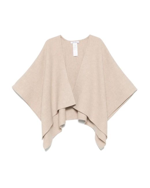 Max Mara Natural Poncho mit asymmetrischem Saum
