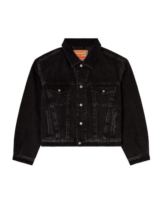 DIESEL Black D-Ranger-T Corduroy-Collar Denim Jacket