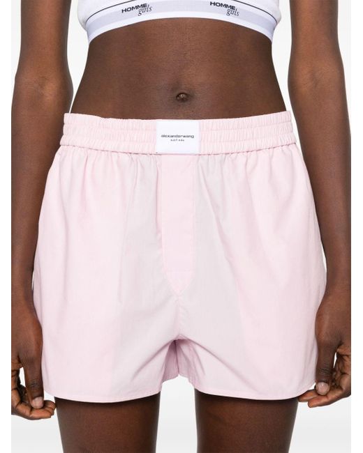 Short en coton avec ceinture à logo Alexander Wang en coloris Pink