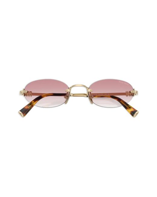 Miu Miu Pink Sonnenbrille Mit Ovalem Gestell