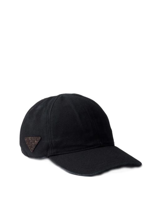Prada Black Triangle-Logo Baseball Cap