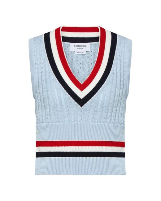Thom Browne Gray Stripe-Ladder Cable Vest