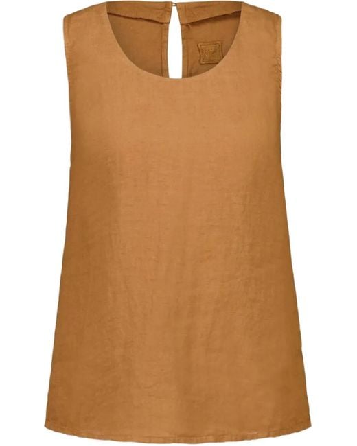 120% Lino Brown Sleeveless Linen Top