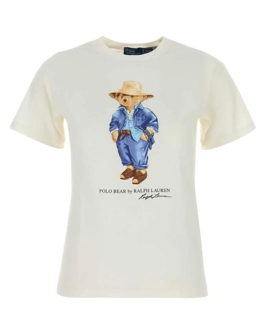 Polo Ralph Lauren T-Shirt Met Teddybeerprint in het White