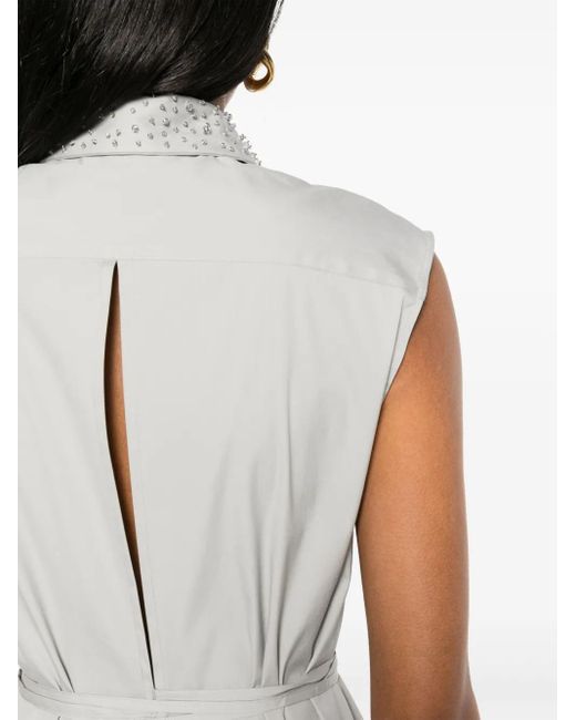 Fabiana Filippi Gray Bead-Embellished Blouse