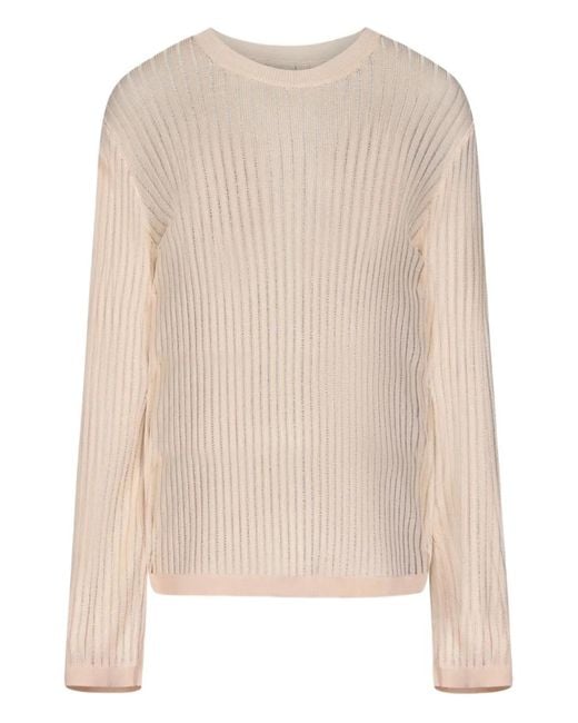 Loulou de Saison Natural Hedora Semi-Sheer Ribbed Jumper