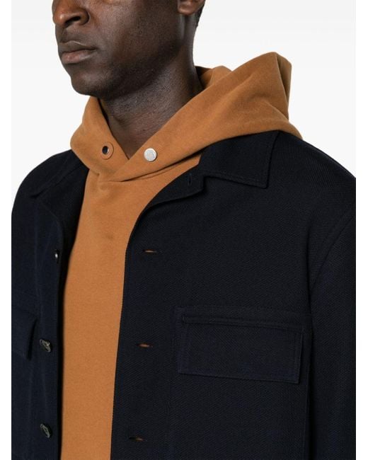Zegna Black Spread-collar Textured Overshirt for men