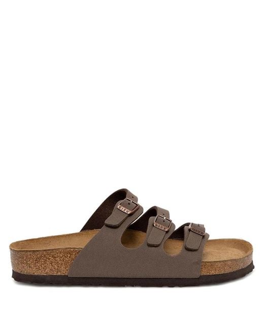 Birkenstock Brown Florida Triple-Strap Slide Sandals