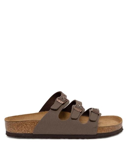 Birkenstock Brown Florida Triple-Strap Slide Sandals