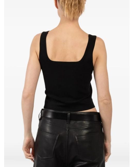 Jonathan Simkhai Black Uri Square-Neck Ribbed Top