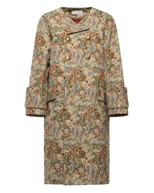 Pierre Louis Mascia Natural Floral-Print Coat