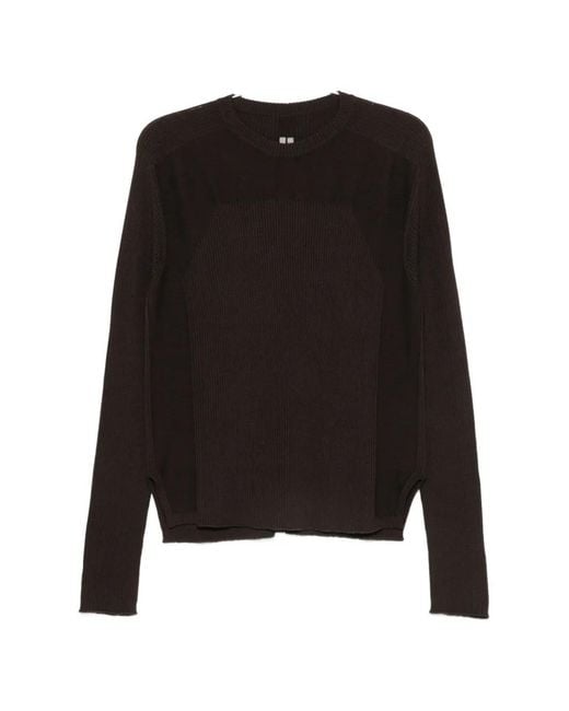Rick Owens Black Ribbed Geo Panelled Sweater for men