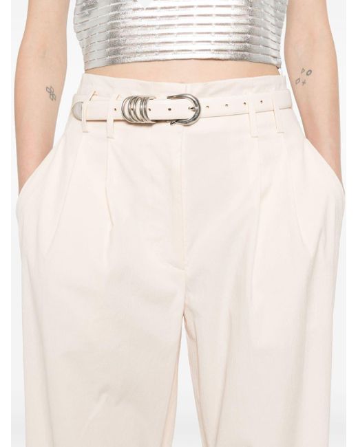 Genny White Pleated Tapered Trousers