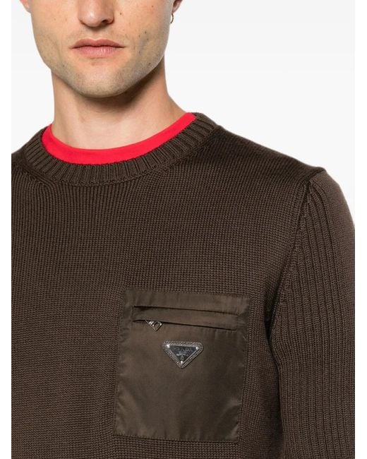 Prada Brown Wool Sweater for men