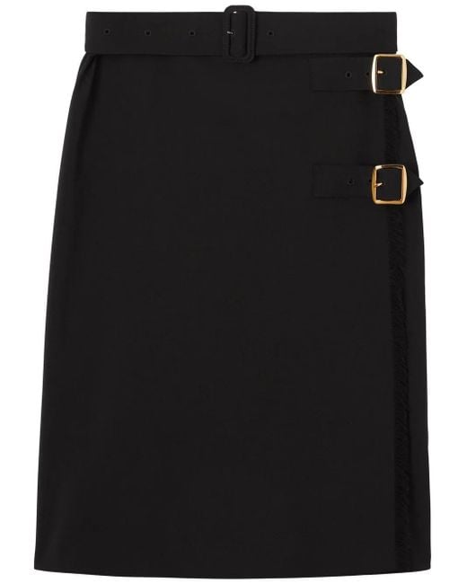 Burberry Black Belted Midi Skirt