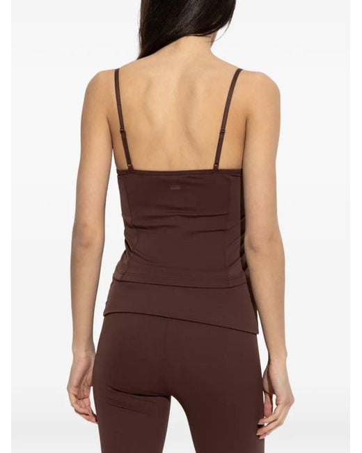 Rethinkit Studios Brown Seam-Detail Spaghetti-Strap Top