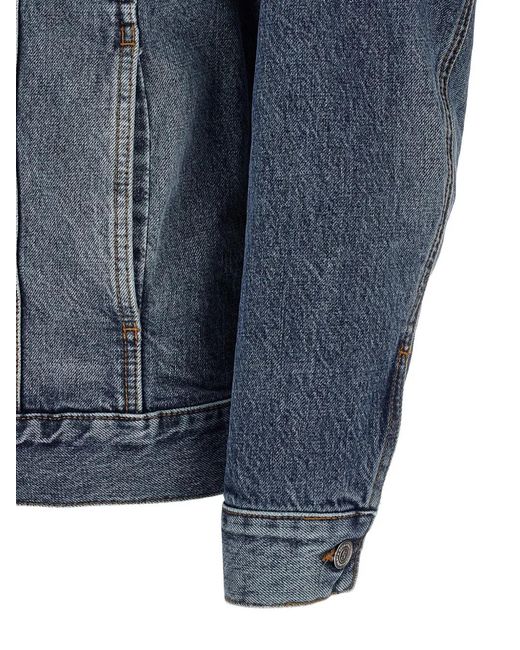 Department 5 Blue Stone Washed Contrast Stitching Jacket for men