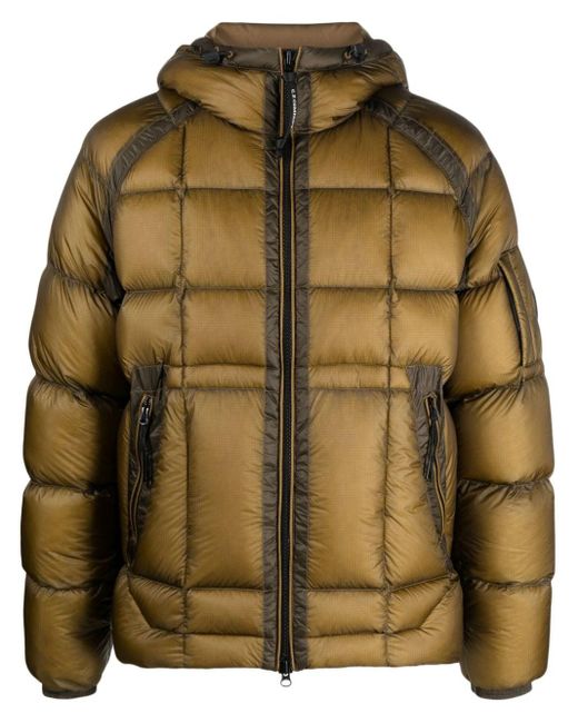 C P Company Brown D.d Shell Hooded Quilted Jacket for men