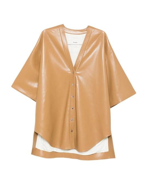 Nanushka Natural Button-Front Shirt Dress