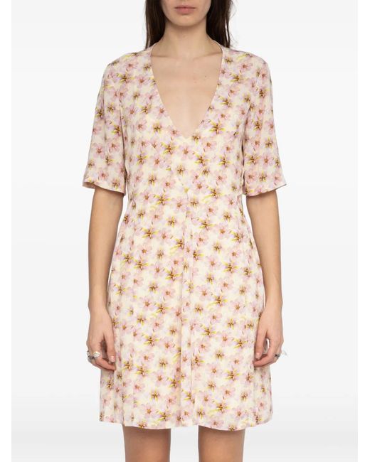 Zadig & Voltaire White Floral-Print Mini Dress