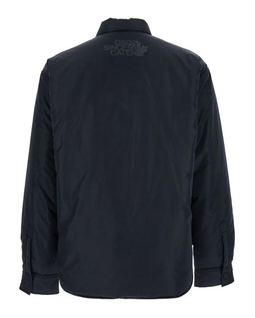 DSquared² Blue Jacket With Classic Collar And Logo Print On The Rear for men