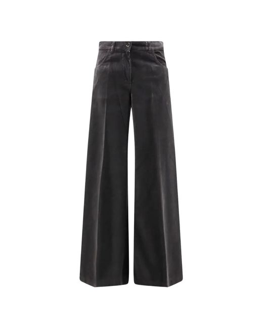 Aspesi Black Wide-Leg Velvet Trousers