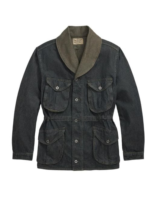 RRL Gray Shawl-Collar Denim Jacket for men