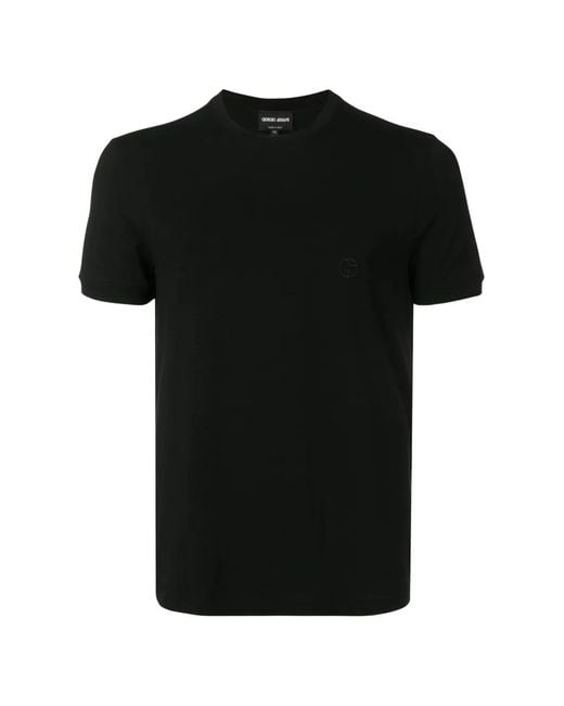 Giorgio Armani Black Ga Logo-Embroidered T-Shirt for men