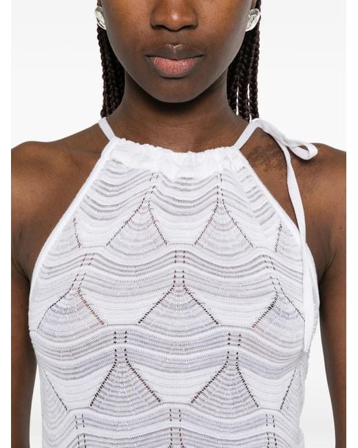Just Cavalli White Tie-Neck Pattern Dress