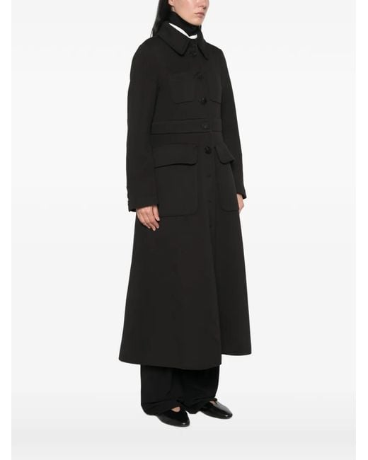 Psophia Black Button-Up Patch-Pocket Coat