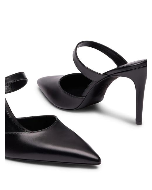 Stuart Weitzman Black Stuart Power Pointed-Toe Mules