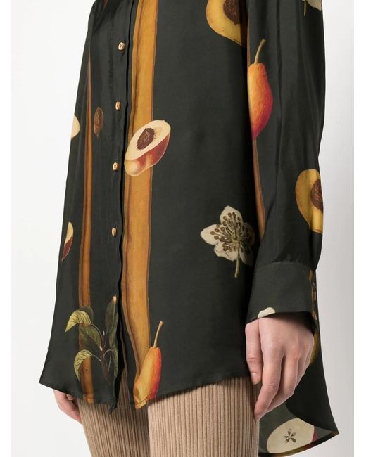 Uma Wang Black Graphic-Print Button-Up Shirt