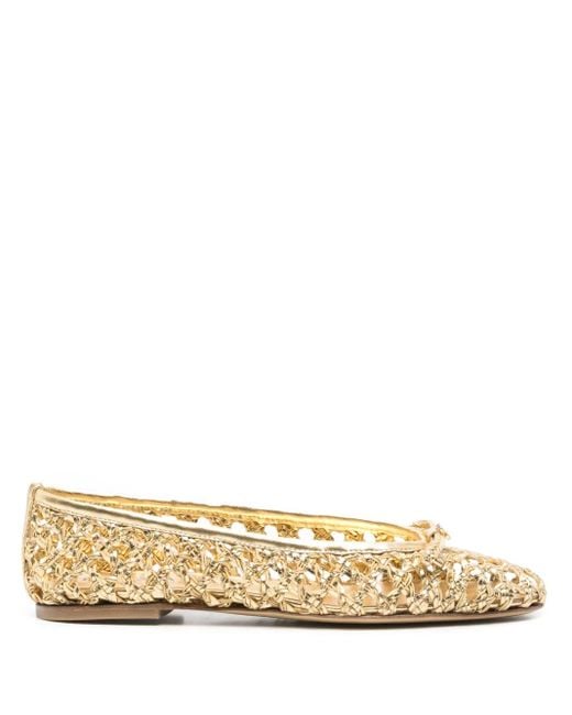 Casadei Natural Woven Ballet Flats