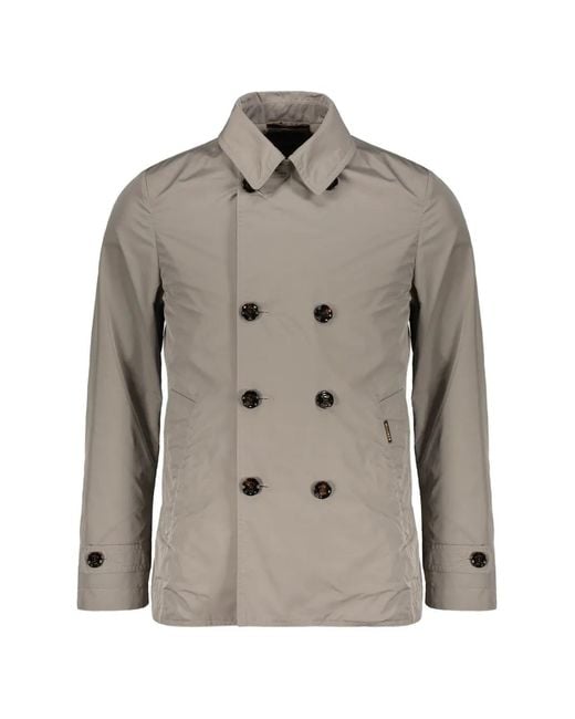 Moorer Gray Double-Breasted Spread-Collar Jacket for men