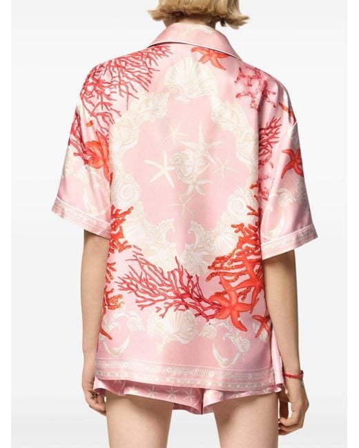 Versace Pink Barocco Sea Silk Shirt