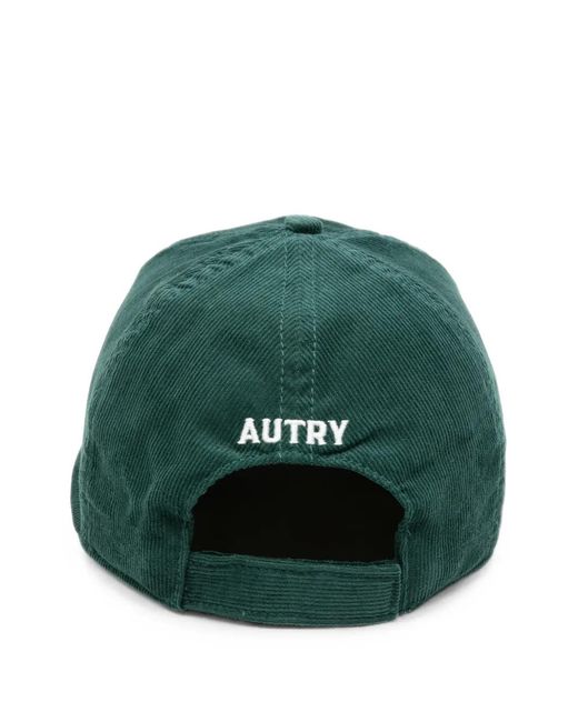 Autry Green Corduroy Logo-Patch Baseball Cap