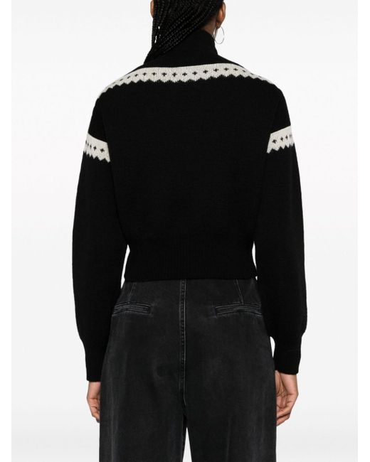 Saint Laurent Black Patterned-intarsia Wool Jumper