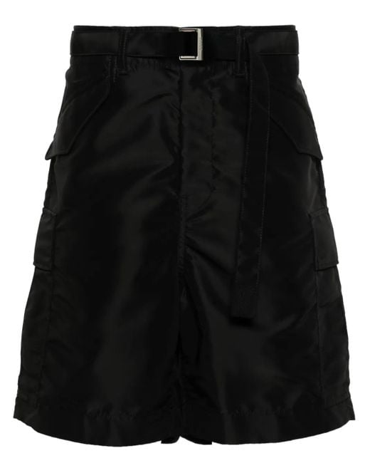 Sacai Black Belted Cargo Shorts for men