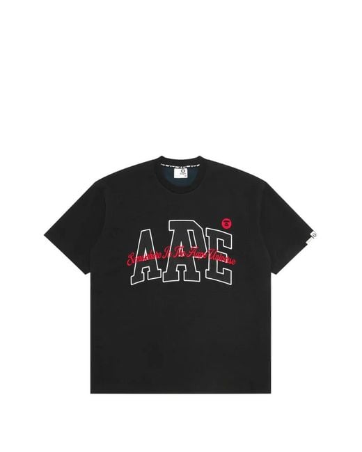 Aape By A Bathing Ape Black Logo-Embroidered T-Shirt for men