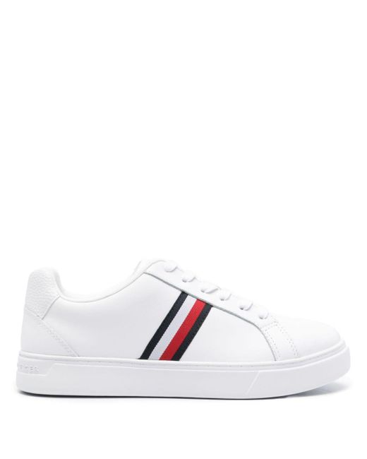 Tommy Hilfiger White Essential Tape-detail Leather Sneakers