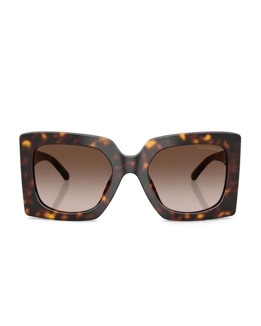 Dolce & Gabbana Brown Embellished Square-Frame Sunglasses
