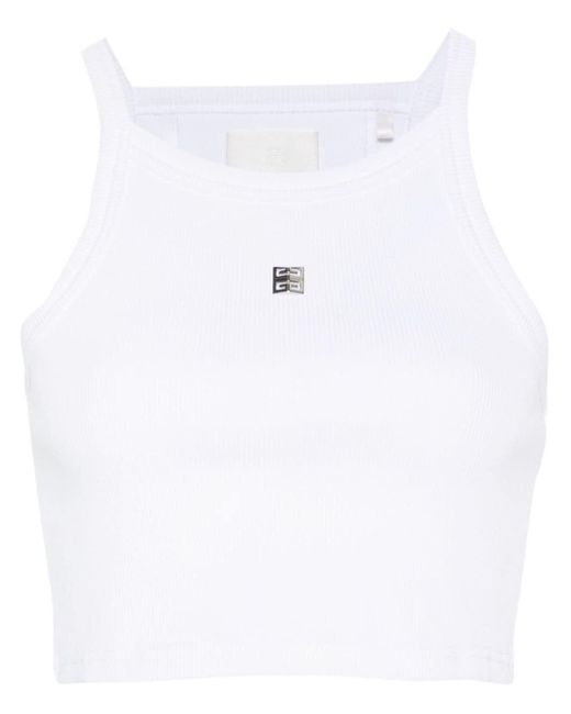 Givenchy White 4g Cropped Tank Top